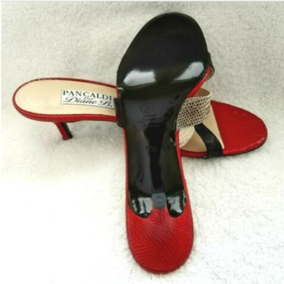 New Pancaldi Snake Strap Sandals 9.5AA Kitten Heel - Picture 5 of 8